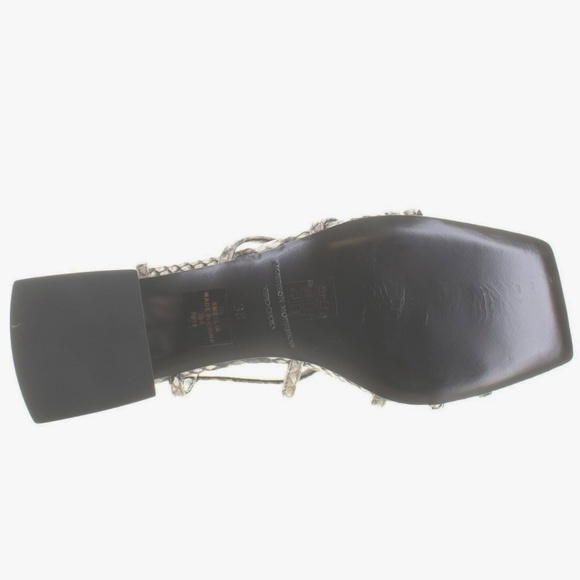 Sigerson Morrison Ellia Gray Snake Leather Ankle Strap Heeled Sandals Pumps 38 - Picture 8 of 11